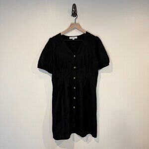 Loft black button down short sleeve size 10 dress